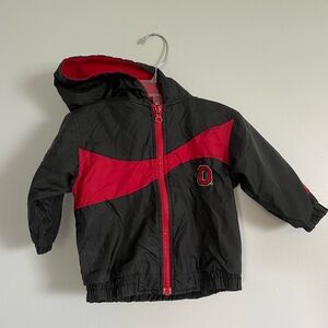 Ohio State Buckeyes embroidered Kids Black and Red Puffer vintage starter Jacket